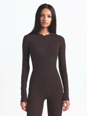 NEW NikeSKIMS Weightless Layers Full Zip Up Hoodie Dark Roast Brown NWT